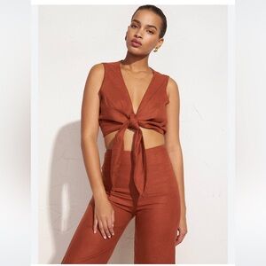 Faithfull the Brand Dalaila Tie Top in Plain Spice